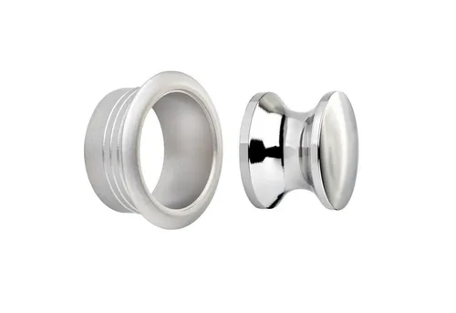 SO-TECH® Möbelbeschlag Aufschraubschloss Möbelschloss Caravan-Schloss Türschloss, Knopfset rund 19 mm Edelstahloptik