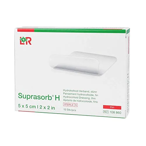 Lohmann Rauscher Suprasorb H Hydrokolloid-Verband - 5x5 cm, dünn und ideal für effektive Wundversorgung, 10 Stück