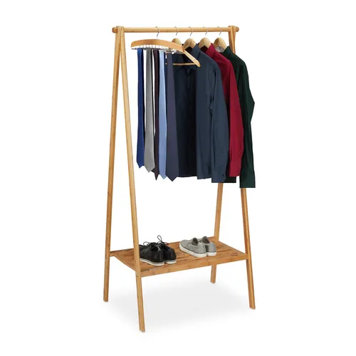 Faltbarer Kleiderständer - Platzsparende Garderobe - Kleiderständer aus Holz, leicht und stabil mit 170 cm Höhe. Ideal für kleine Räume, bietet Platz für Ihre Kleidung und ist einfach zu verstauen.