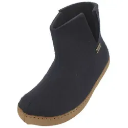 Haflinger Emils Booty Filzpantoffel Hausschuh mit Ledersohle Unisex Hausschuh blau 36 EU