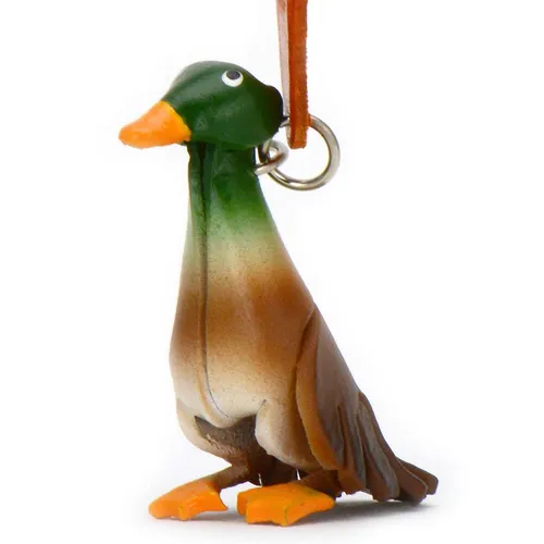 Schlüsselanhänger Leder Enten Tier Figur in grün von Monkimau