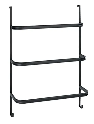 WENKO Handtuchhalter Mod. Irpinia - Handtuchstange ohne Bohren, flexibel einhängbar, elegantes Design in Schwarz matt, 54,5 x 77,5 x 21,5 cm