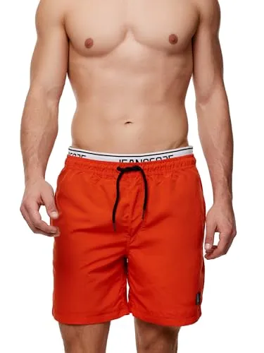 Indicode Herren Solomon Badehose mit 3 Taschen und Tunnelzug | Badeshorts für Männer Orange, XL