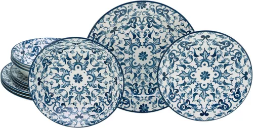 CreaTable Teller-Set Fresco Blau, 12-tlg für 4 Personen in blau von CreaTable