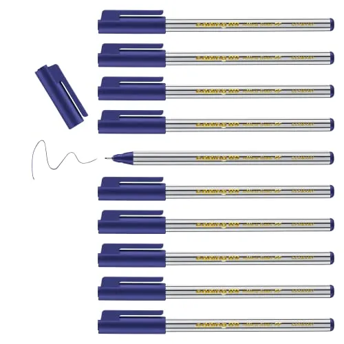 edding 89 - Fineliner - blau - 10 Stifte - extrafeine Rundspitze 0,3 mm - dünner Faserschreiber für feines und präzises Schreiben, Unterstreichen, Zeichnen - für Büro, Schule und Zuhause
