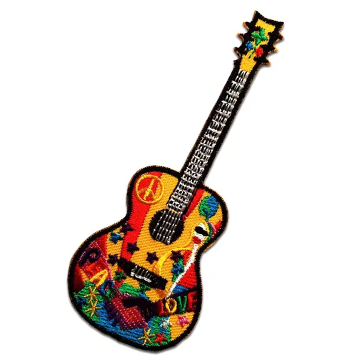 Aufnäher / Bügelbild - Gitarre Peace Frieden Hippie - bunt - 5 x 12,8 cm