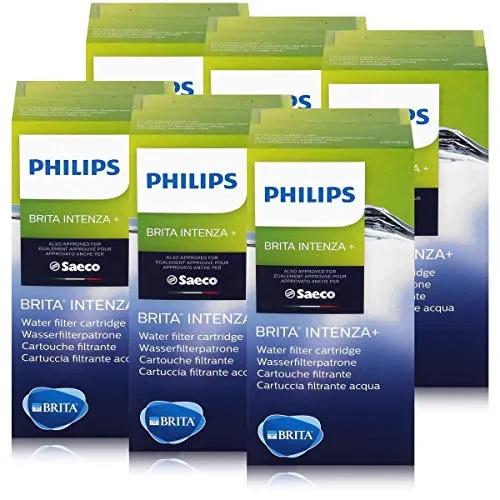 Saeco Intenza+ Wasserfilter von BRITA, 6er Pack - Wasserfilterkartusche für Saeco Espressoautomaten, optimiert für vollen Kaffeegenuss durch ideale Wasserhärte und pH-Wert. Perfekt für aromatischen Kaffee!