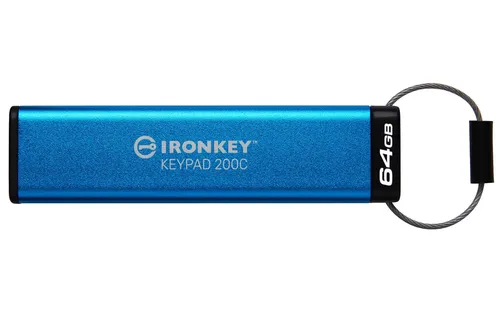 Kingston USB-Stick IronKey Keypad 200C, 64 GB – Sicher & Schnell - USB-Stick mit 64 GB und USB-C 3.0 für superschnelle Übertragungen bis 280 MB/s. Bietet fortschrittliche 256-Bit-AES-Hardwareverschlüsselung und ist wasserdicht (IP68) – ideal für unterwegs.