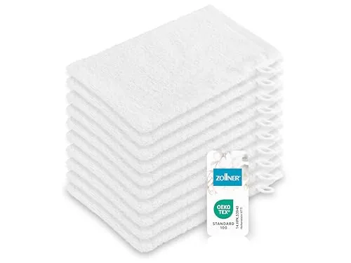 ZOLLNER 10er Set Waschhandschuhe in 16x21 cm in weiß von Zollner