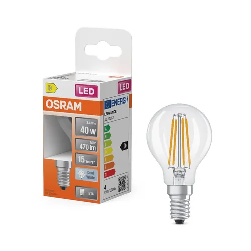 OSRAM E14 LED STAR FILAMENT Lampe klar 3.4W wie 40W neutralweißes Licht
