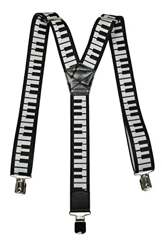 Olata Y-Hosenträger Unisex mit Musik-Mustern – 3,5 cm. Klaviertasten