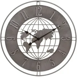 Atmosphera ISAC Uhr, Grau, Metall, D68 cm - Wanduhren: Stilvolle Wanduhr aus robustem Metall mit modernem Design, perfekt für jede Wand und schafft eine gemütliche Atmosphäre.