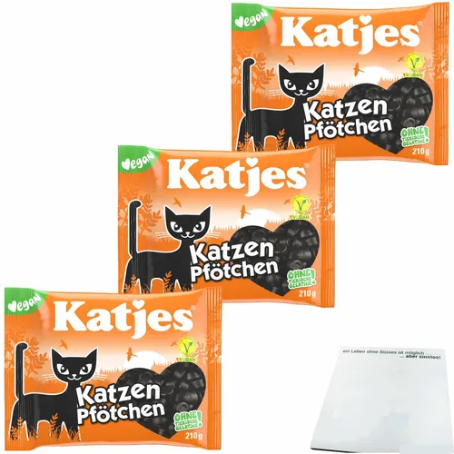 Katjes Katzen-Pfötchen Lakritz Katzenpfötchen vegan 3er Pack 3x210g Beutel