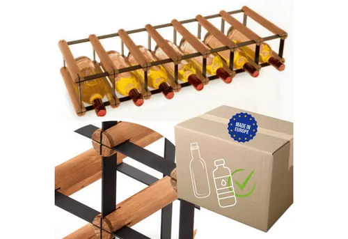 MODO24 Weinregal aus Metall & Holz für 7 Flaschen – Industrial Design