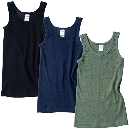 HERMKO 2800 3er Pack Jungen Achselhemden aus 100% Bio-Baumwolle, Größe:140, Farbe:Mix s/m/o