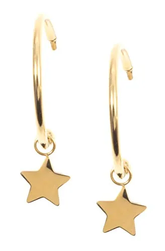 Happiness Boutique Damen Stern Creolen in Goldfarbe - Ohrringe für Damen aus hochwertigem Edelstahl, goldüberzogen und mit Stern Anhängern – perfekt für jeden Anlass und vielseitig kombinierbar.