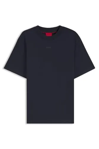 HUGO Rundhalsausschnitt T-Shirt mit Logo-Print in Blau (L) - Stylisches T-Shirt mit Rundhalsausschnitt und relaxed Fit. Hergestellt aus 100% Baumwolle, ideal für den lässigen Alltag. Maschinenwaschbar für einfache Pflege.