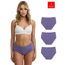Tazzio Taillenslip 3er-Pack Damen Slip F920 (Packung, 3-St) hoher Bund kaschiert, zeichnet sich nicht ab lila M