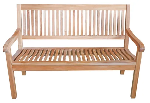 Premium Teak Gartenbank Kingsbury mit Armlehnen - Hochwertige Teak Gartenbank in 3 Größen für Innen- und Außenbereich, bietet eleganten Komfort mit Armlehnen und traditionellem Stil.