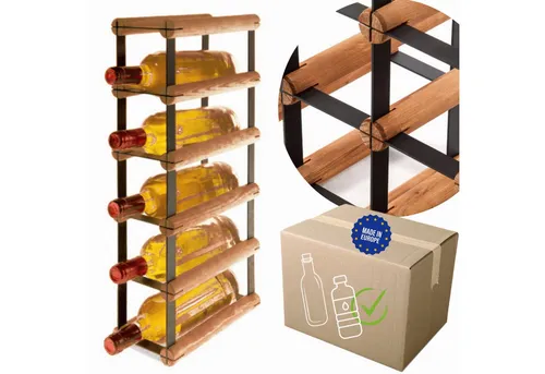 MODO24 Weinregal aus Metall & Holz für 5 Flaschen, 52,5x12,5x25cm
