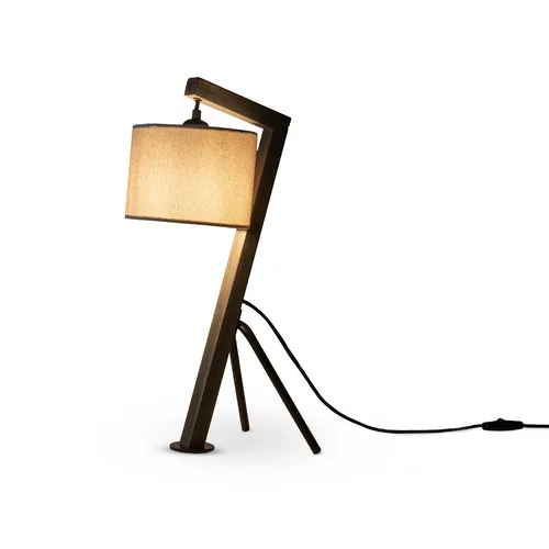 Moderne Stehlampe & Tischlampe mit Stoffschirm - Stylische Stehlampe und Tischlampe aus Kiefernholz oder Bambus. Bietet gemütliches Licht und wird zum Blickfang in jedem Raum. Einfache Handhabung durch Plug&Play mit Schalter.