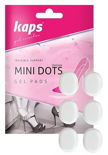 Kaps Unsichtbare Premium Mini Gel-Polster für Pumps gegen Blasen, Selbstklebende Silikon Einlagen, Polstern und schützen empfindliche Stellen am Fuß für Damen, Mini Dots, 6 Stück