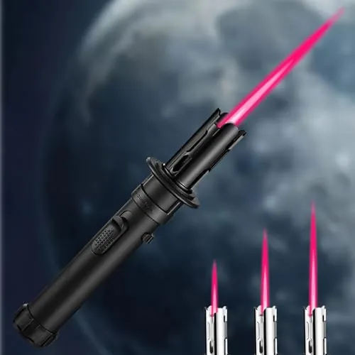 GAOUTO Jetflamme Feuerzeug, 20.5 cm Männer Stabfeuerzeug Lang, Gas Nachfüllbar Winddicht Sturmfeuerzeug für Kerzen, Küche, Kamin, Grill, Feuerwerk, Schwarz(Verkauft ohne Butangas)