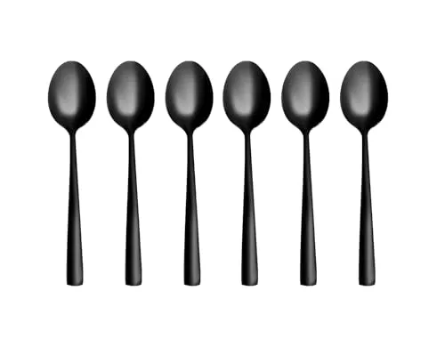 Otto Koning Set mit 6 Dessertlöffeln - Kleine Löffel, Kaffeelöffel, Edelstahl, Schwarz, 15,3 cm, Spülmaschinenfest, Elegantes und modernes Design