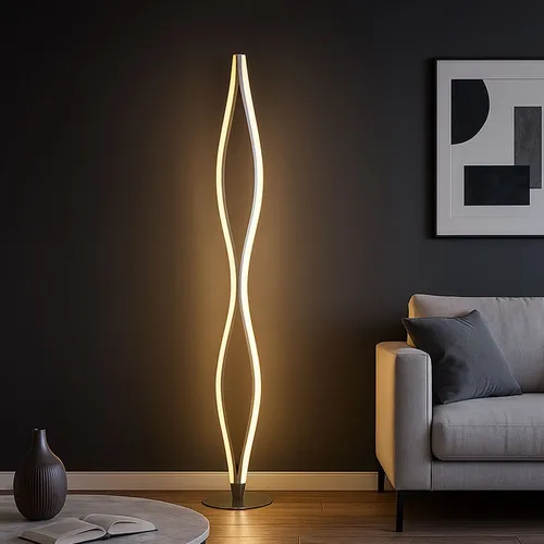 Moderne Stehleuchte LED in Silber von ETC Shop