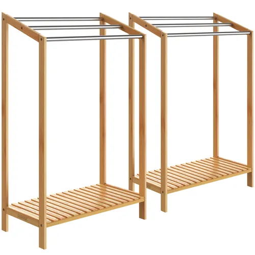 Casaria Handtuchständer Freistehend 2er Set aus Bambus in braun von Deuba