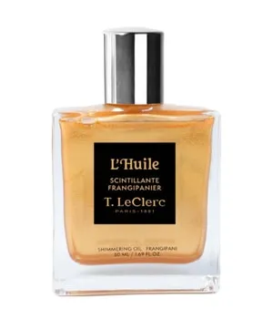 T.LeClerc L'Huile Frangipani Shimmering Dry Oil Körperöl 50 ml - Luxuriöses Körperöl mit schimmernden Partikeln für einen strahlenden Glanz. Die vegane Formel zieht schnell ein und sorgt für ein seidiges Hautgefühl. Ideal für die tägliche Pflege und einen zarten Duft.