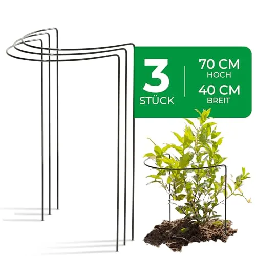Novatool 3 Strauchstütze Metall halbrund 40 cm Ø70 cm hoch grün Staudenhalter Blumenhalter Rankengewächs Pflanzenstütze Blumenstütze Staudenstütze Rankhilfe Strauchhalter Rosenstütze