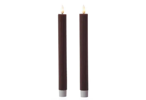 MARELIDA LED-Kerze LED Stabkerzen gerillt Tafelkerzen Dinner Spitzkerzen 25cm braun 2St. (2-tlg)