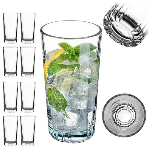 KADAX Longdrinkgläser 345ml, 8er Set, Gläser für Wasser, Saft, Limonade & Cocktails, Wassergläser mit stabilem Boden, Trinkgläser aus Glas, Cocktailgläser