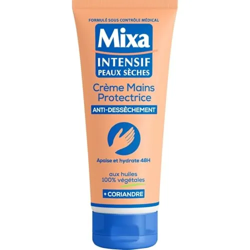Mixa Intensif Trockene Haut Handcreme - Hand- & Nagelcremes, spendet intensive Feuchtigkeit mit 100% pflanzlichen Inhaltsstoffen für seidig weiche Hände.
