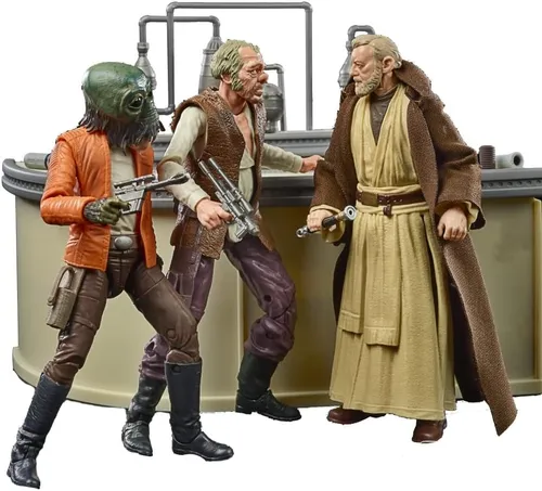Hasbro Star Wars Showdown Cantina Set mit Figuren 15 cm - Gesellschaftsspiel mit 3 Actionfiguren: Dr. Evazan, Ponda Baba und Obi-Wan Kenobi. Perfekt für Star Wars-Fans und Sammler!