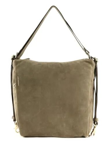 Mandarina Duck Schultertasche Beige (Taupe) Mellow Velvet P10lwt72 - Damen-Schultertaschen, multifunktionale Umhängetasche aus weichem Veloursleder, verwandelt sich im Handumdrehen in einen Rucksack und bietet doppelten Tragekomfort.