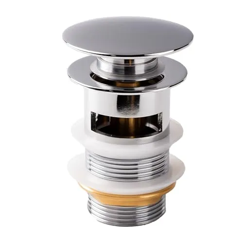 Badplaats B.V. Chrom Ablaufstöpsel für Waschbecken mit Überlauf