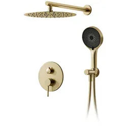 Oihpaw Duschsystem Dusch-Set Unterputz mit Regendusche - Brausegarnituren mit 40x40 cm Hochdruck-Regendusche, selbstreinigend und in elegantem gebürstetem Gold für ein luxuriöses Duscherlebnis.