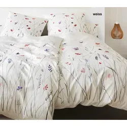 Elegante Mako-Satin Bettwäsche Highlife - 155x220 cm + 80x80 cm - Hochwertige Bettwäsche aus 100% Mako-Baumwolle, feuchtigkeitsregulierend und atmungsaktiv. Genießen Sie erholsamen Schlaf mit einem Hauch Natur in Ihrem Schlafzimmer.
