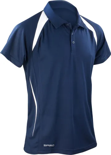SPIRO S177M Herren Team Spirit Polo - Atmungsaktiv, Navy/White, Größe XXL - Poloshirt aus 100% Polyester mit Cool-Dry-Netzeinsätzen, ideal für Sport und Freizeit. Schnell trocknend und atmungsaktiv für optimalen Tragekomfort.