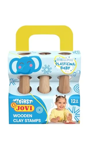 Jovi Baby Knete - 3 Holzstempel, verschiedene Designs, Modellierwerkzeuge für Kinder ab 12 Monaten (379/3WS)