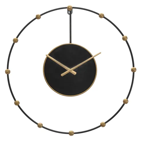 Natur24 Wanduhr Metall Schwarz Gold 61 x 61 cm - Elegante Wanduhr aus Metall mit modernem Design. Ideal für jeden Raum und ein stilvolles Accessoire. Maße: 61 x 61 x 4,5 cm, Gewicht: 0,6 kg. Verleihen Sie Ihrem Zuhause einen Hauch von Raffinesse.
