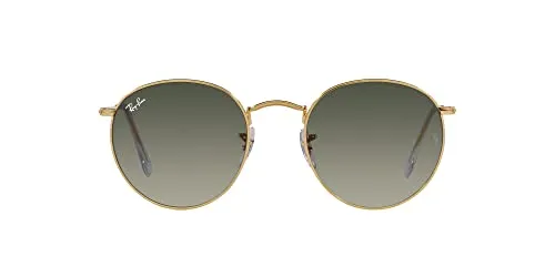 Ray-Ban RB3447 Unisex-Sonnenbrille - Gold Rund Metall-Gestell - Sportbrille mit stylischem goldenen Metall-Gestell und grauen Mineralgläsern für optimalen UV-Schutz und trendiges Design.