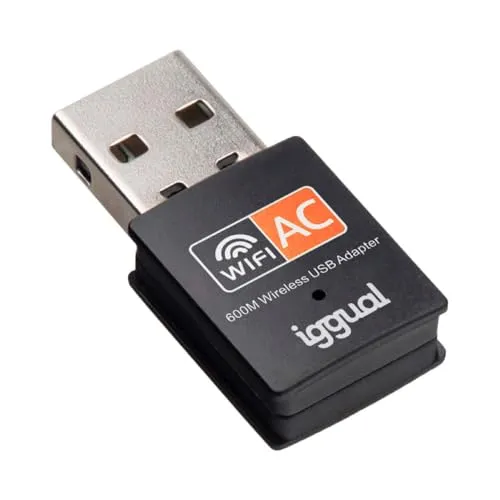 iggual USB WiFi 5 Adapter für PC Geschwindigkeit 600Mbps Stick USB-A 2.0 Dual Band Antenne 5 GHz 2,4 GHz Wireless Dongle Dongle PC WPA kompatibel mit Windows, MacOS, Linux, LED-Anzeige