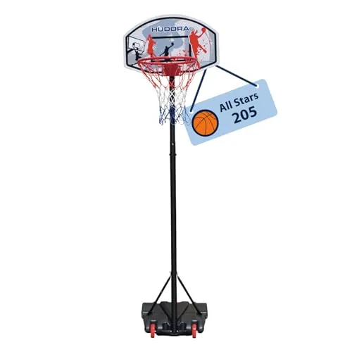 HUDORA Basketballständer All Stars 205 - Höhenverstellbarer Outdoor-Korb für Kinder - Basketballkörbe für Kinder & Jugendliche, höhenverstellbar von 165 bis 205 cm, mit stabilem Standfuß, ideal für Garten und mobile Nutzung.