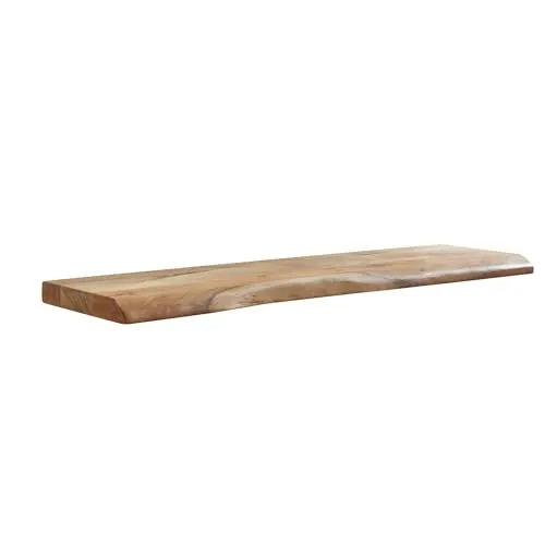 FINEBUY Wandregal FB31353, Akazie Massivholz 100 cm - Wandregal aus hochwertigem Akazienholz mit Baumkante, schwebend und ideal für stilvolle Wohnzimmergestaltung. Belastbarkeit bis 20 kg.