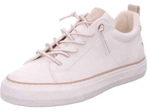 Mustang Shoes Sneaker - Bequemer Halbschuh mit Gummizug in Beige-Weiß - Sneaker für Damen, ideal für Freizeit und Alltag, mit praktischem Gummizug für einfaches An- und Ausziehen.