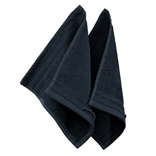 Erwin Müller Seiftuch Heidelberg 2er- Pack 100% Baumwolle schwarz Größe 30x30 cm - leichte Qualität, saugstark, schnelltrocknend, kompakt - ideal für Sport, Strand, Reisen (weitere Farben)