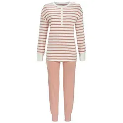 Ringella Pyjama - Schlafanzug mit Strickbündchen und Oberteil mit Knopfleiste 100% Baumwolle orange 40